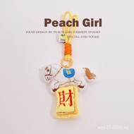 J3PJ [China Delivery] Immediately Get Rich!Cotton-Filled Doll Rich Flower Keychain Pendant Bag Penda