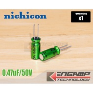 (1 Unit) [E-CAP] 0.47uF/50V B.P 85oc Nichicon MUSE 5x12mm P = 2mm