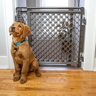 North States MyPet 2-in-1 Easy Swing Petgate: 27"-41" Wide Dog Gate. Safety Latch, Hardware Mount. P