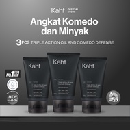 Triple Pack Kahf Face Wash Triple Action Oil and Comedo Defense 100 ml - 3 pcs Sabun Cuci Muka Pria 