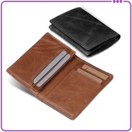 +Invoice Genuine Leather Cowhide Card Holder Retro Men's Short Wallet Business Id Credit Korean Vers