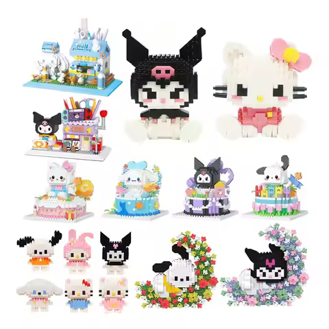 Sanrio Building Blocks Anime Kawaii Cartoon mini Action Children's Figures Blocks Bricks Assemble He