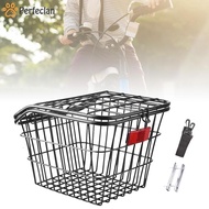 [Perfeclan] Rear Bike Basket, Basket with Lid, Portable, Durable, Rack Basket, Cargo Rack for Kid Folding Bikes, Most Rear Bike Racks