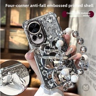 Casing For OPPO A18 A38 A58 A78 A79 A60 A3X A3 A5 Pro Cute Rabbit Makeup Mirror Holder Shockproof Ph