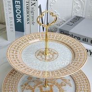 Golden Marathon Bone China Western Food Plate Skewer Plate High-End Palace European Food Plate Bone 