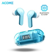 ACOME AT02 Headset Earphone Wireless Earbuds TWS BASS Bluetooth 5.3 Ultra Light Transparent Casing I