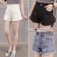 Real Korean version of versatile wide leg pants high waist slim Flash tassels girls denim shorts