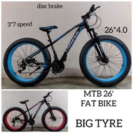 FAT BIKE BASIKAL DEWASA MOUNTAIN BIKE OFF ROAD 26' TAYAR BESAR 3*7 SPEED BASIKAL GEMUK