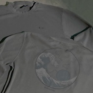 Australia Ghanda 1984 Ocean State Washed Distressed Ash Ukiyo-E Waffle Long Sleeve t