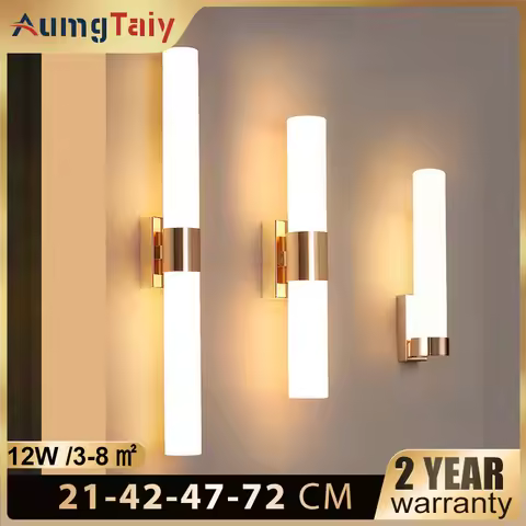 Modern LED Wall Lamp Stylish Gold Pipe Acrylic for Living Room Hotel Bathroom Corridor Bedroom Sconc