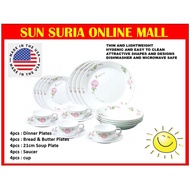 CORELLE DINNER SET 20PCS (COUNTRY ROSE/SAKURA/ROSABELLE/PLUM/Blooming pink/ peony bouquet)