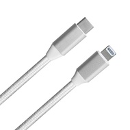 ENABLE｜2年保固 ZOOM! USB-C to Lightning MFi認證 鋁合金編織快速充電/傳輸線(25cm)- 銀白