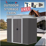 🎁KAIZEN STORE MALAYSIA🎁 SLOPE SHAPE- OUTDOOR GARDEN STORAGE CABIN STORE BIG CABINET METAL SHED FREE 