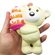 Cartoon Cake-holding Bear PU Foam Squishy Toy
