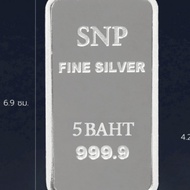 Snp Silver Bar 999.9% Weight 5 Baht Real Every Piece Has A Leaf.