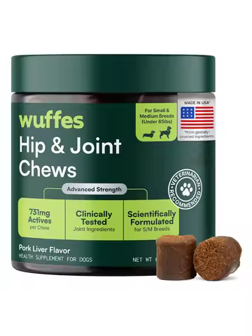 Advanced Dog Hip and Joint Supplement with Glucosamine, Omega 3 & MSM - 60 Pork Flavored Chews for S