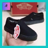 ANGEL** PREMIUM SEPATU VANS SLIP-ON HITAM / SEPATU SEKOLAH ANAK LAKI LAKI PEREMPUAN / SEPATU SNEAKER
