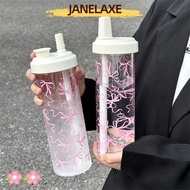 JANELAXE932JN Water Bottle, Plastic Bowknot Straw Cup, Cute 500ml Large Capacity Coffee Cup Juice Mi