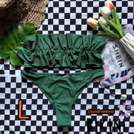 SHEIN BIKINI ชุดว่ายน้ำทูพีซ ชุดว่ายน้ำสีเขียว พร้อมส่งจากไทย GREEN SIZE L #SHGRN0116