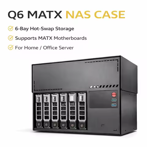 Q6 MATX NAS Case 6 Bay Desktop Server Case 3.5" HDD Enclosure SFX Power Supply Compact NAS Case for 