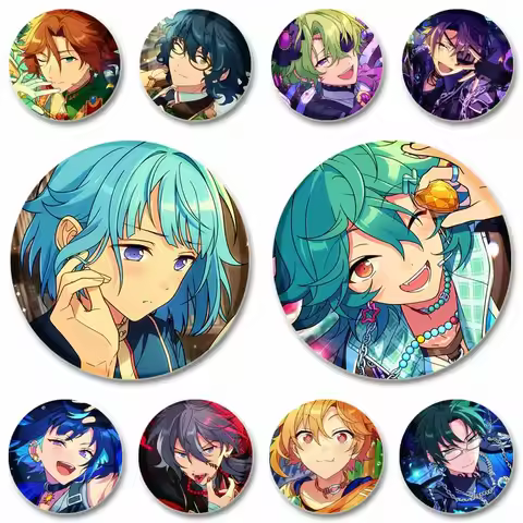 Hot Music Game Ensemble Stars Round Brooch Cartoon Idol Leo Nazuna Nito Hinata Icon Badges Enamel Pi