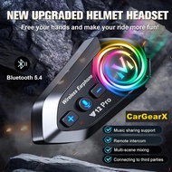 Y12 Pro Motorcycle Helmet Bluetooth 5.4 Headset with Speaker, Wireless Intercom, 500m, 2-Person Set,