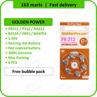 GOLDEN POWER hearing aid coin cell button battery bateri 1.4V 1.45V Zinc Air PR312 P312 DA312 A312