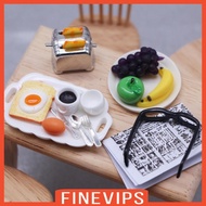 [Finevips] Kitchen Playset Wood Miniature Bread Maker Fruit Toys 1/12 Bread Maker Toy