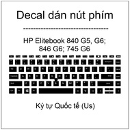 International character key button stickers (Us) for HP Elitebook 840 G5, G6; 846 G6; 745 G6