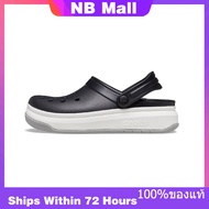 ของแท้พิเศษ Crocs Crocsband Full Force 'Black White' Shoes Non-Slip Thick Sole Beach Sandals 206122-