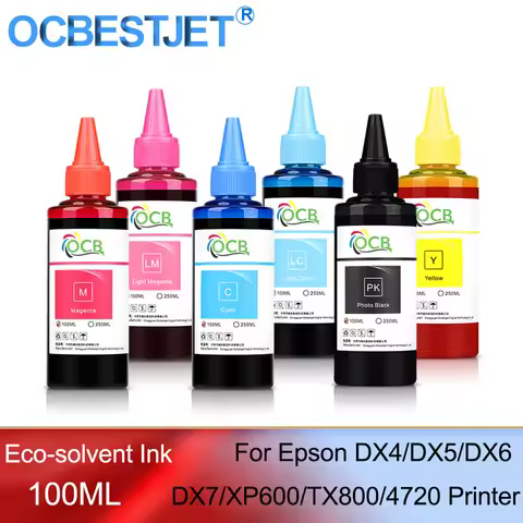 100ML Eco-solvent Ink For Epson DX4/DX5/DX6/DX7/XP600/TX800/4720 Printhead For all Epson Deskjet Pri
