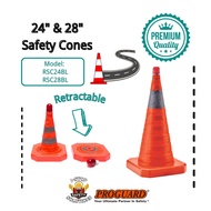 Proguard 24" or 28" Retractable Movable Safety Cones c/w Reflective &amp; Blinking Light On Top Of The Cone (W/O Battery)
