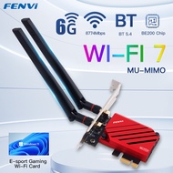 Fenvi WiFi 7 FV-BE8800 BE200 Intel Pcie ตัวรับสัญญาณ WiFi บลูทูธ5.4 Tri-Band 2.4G/5G/6GHz 802.11be ก