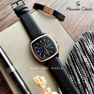 [Original] Alexandre Christie 6616 MCLBRBABU Chronograph Men's Watch Black Genuine Leather