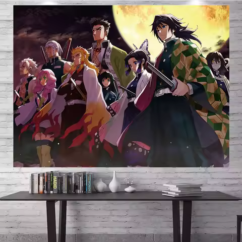 Kawaii Room Decor Mural Japanese Anime Background Cloth Simple Manga Style Tapestry Boho Decoration 