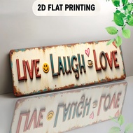 2D Flat Live Laugh Love Hearts Metal Wall Decor Sign - Vintage Rustic Farmhouse Lettering with Smili