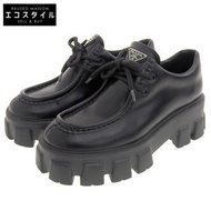 Prada brushed leather platform derby shoes, women's size 37 1/2 (1E254N) Monolith, size 37.5