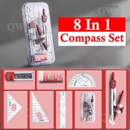 8 Pieces Compass Set Geometry Set Compass Set Math Set Geometry Kompas Belajar Mathematical Instrume