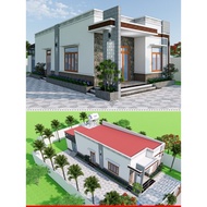 Dk245 7m5x19m 4th Level House Design Drawing with Roof Printed on A3 Paper, Full 3D Color, Architect