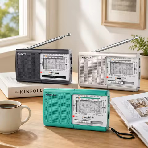 XHDATA D219 FM/AM/SW Portable Pocket World Band Reception Radio Fuller Sound with Headphone Jack Eas