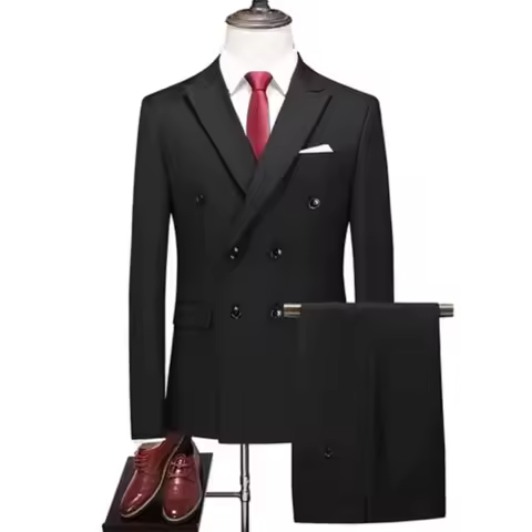 Men's Slim Fit 2 Piece Suit Elegant Business Wedding Party Blazer Jacket PantsElevate Your Look