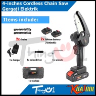 KUATOOL 388V 188V 6in 4in Gergaji Elektrik Cordless Mini Chainsaw Cutter Electric Chainsaw Battery