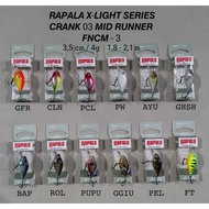 LURE X-LIGHT SERIES CRANK 03 MID RUNNER BAIT/, 3.5cm 4gram/. 1.8-2.1 meters