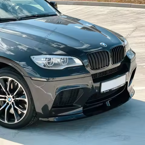 FD Style Front Bumper Lip Splitter Spoiler For BMW E70 X5M Real M 2009-2014 Gloss Black Under Chin A