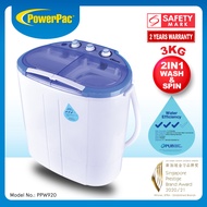 PowerPac 2in1 Mini Washing Machine Wash &amp; Fast Spin Laundry (PPW920)