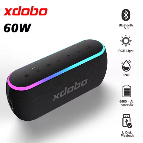 60W XDOBO X8 III Bluetooth Speaker Wireless Subwoofer IPX7 6600mAh Dual Bass Power Bank Outdoor Loud