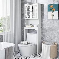 Giantex Over-The-Toilet Bathroom Storage Space Saver W/Shelf and 2-Door Collect Cabinet (Beige)
