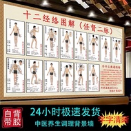 Human Body Twelve Meridian Acupuncture Points Illustration Rendu Two-Vein Wall Chart Chinese Medicin