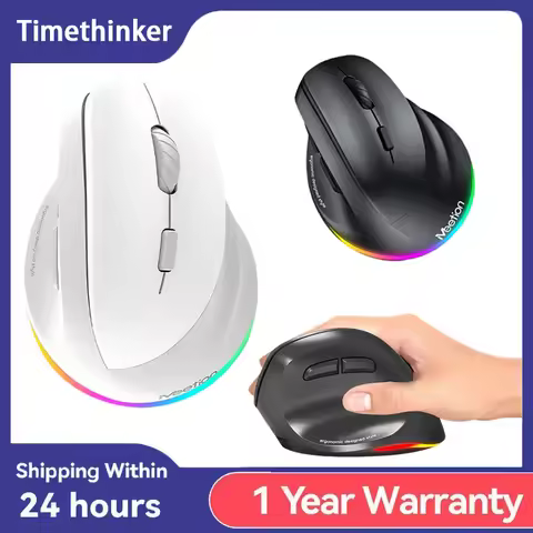 Timethinker Vertical Mouse Bluetooth 5.2 Wireless 2.4G Ergonomic Left/Right-handed Mouse 2400DPI For