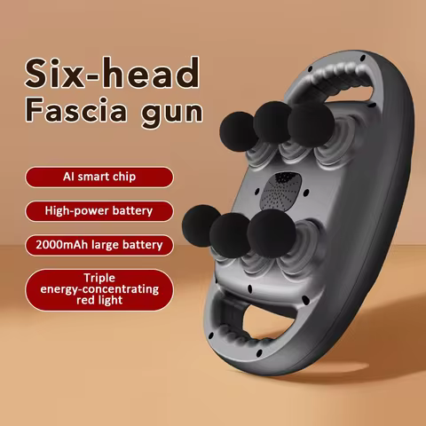 Electric Fascia Gun 6 Heads Massage Gun High Frequency Vibration Muscle Relax Body Massager Deep Tis